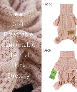 Fitwarm Knitted Dog Sweaters, Turtleneck Pet Pajamas, Dog Winter Clothes for Small Dogs Girl, Cat Apparel, Baby Pink, XS 5