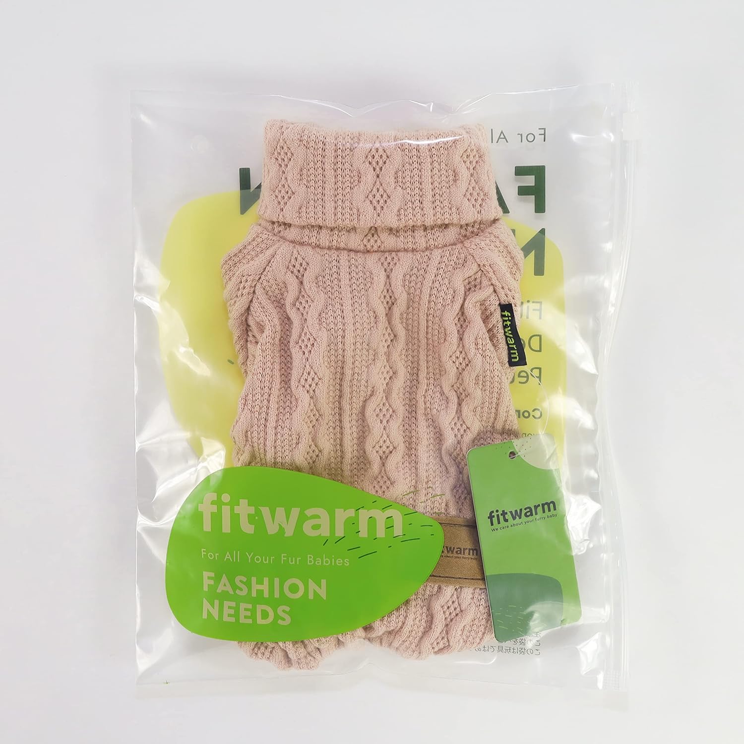 Fitwarm Knitted Dog Sweaters, Turtleneck Pet Pajamas, Dog Winter Clothes for Small Dogs Girl, Cat Apparel, Baby Pink, XS 7