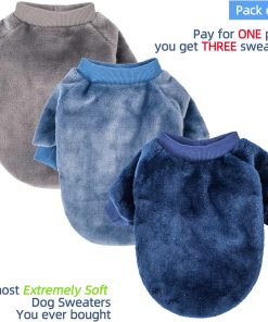 Small Dog Sweater, 3 Count, Dog Clothes, Dog Coat, Dog Jacket for Small or Medium Dogs Boy or Girl, Ultra Soft and Warm Cat Pet Sweaters Apparel 2
