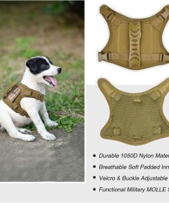 Tactical Dog Training Harness Outdoor Working Vest Adjustable Military MOLLE Dog Vest Harness with Rubber Handle X-Small (Pack of 1) Khaki 3