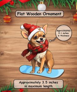 Chihuahua Ornament for Christmas Tree, Skiing Dog Hanging Ornament, for Chihuahua Lovers, 2 Side Printed Wooden Ornament 6