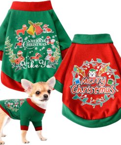 Christmas Dog Shirt Pet Dog Clothes for Small Dogs Boy Girl Holiday Chihuahua Yorkie Dog Outfit Apparel Xmas Puppy Clothing Cat Shirts for Cats Only Costume