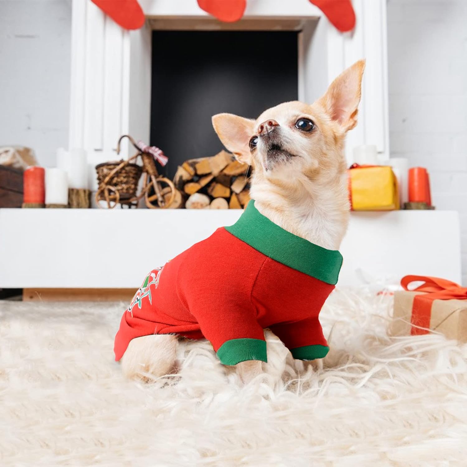 Christmas Dog Shirt Pet Dog Clothes for Small Dogs Boy Girl Holiday Chihuahua Yorkie Dog Outfit Apparel Xmas Puppy Clothing Cat Shirts for Cats Only Costume 7