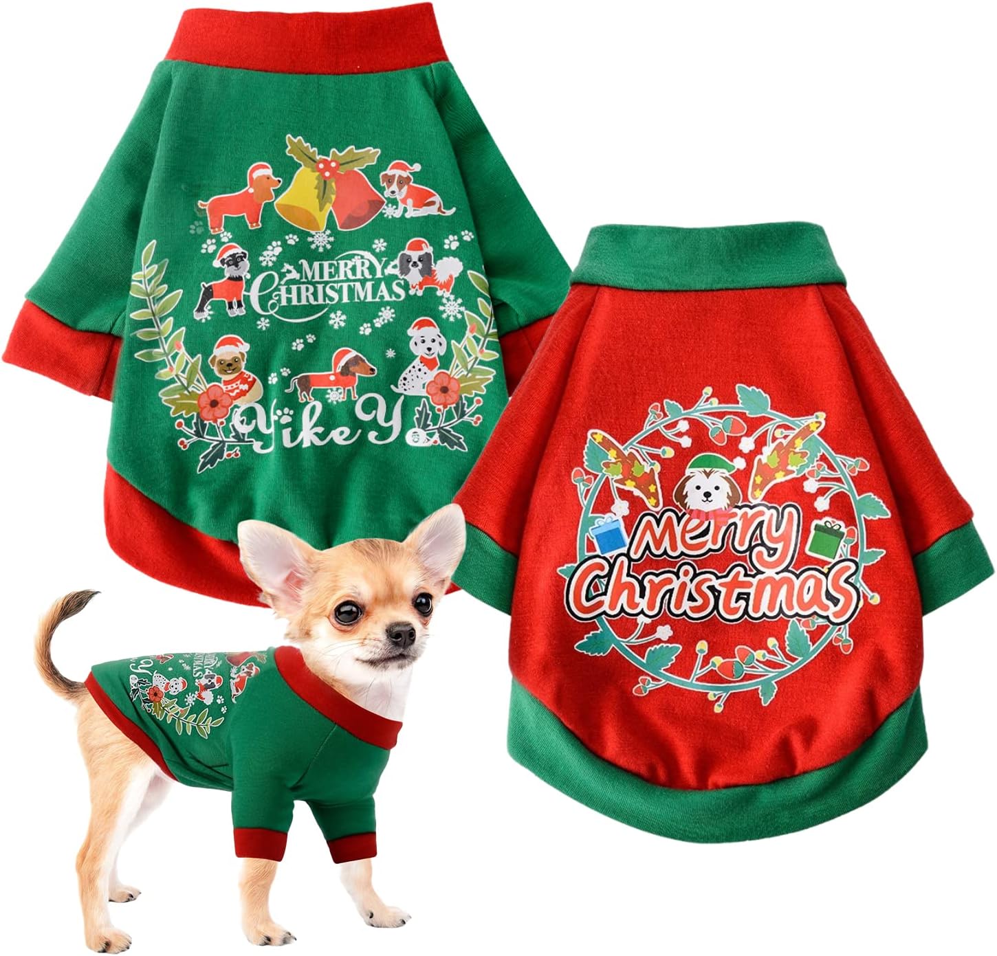 Christmas Dog Shirt Pet Dog Clothes for Small Dogs Boy Girl Holiday Chihuahua Yorkie Dog Outfit Apparel Xmas Puppy Clothing Cat Shirts for Cats Only Costume