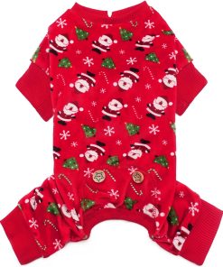 KYEESE Dog Pajamas Christmas Dog Pjs for Small Dogs Santa Claus Holiday Dog Onesie Puppy Jammies