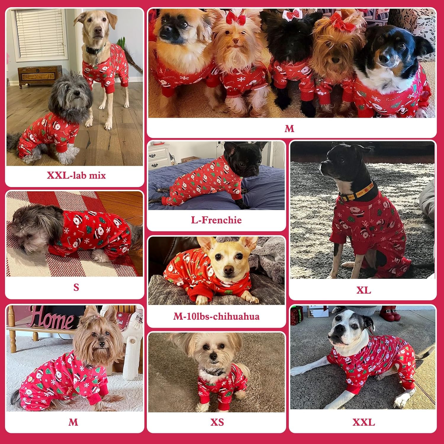 KYEESE Dog Pajamas Christmas Dog Pjs for Small Dogs Santa Claus Holiday Dog Onesie Puppy Jammies 6