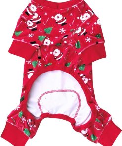 KYEESE Dog Pajamas Christmas Dog Pjs for Small Dogs Santa Claus Holiday Dog Onesie Puppy Jammies 8