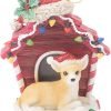 Kurt Adler Doghouse with Tan Chubby Chihuahua Christmas Ornament - Shelf Decor 4 inches