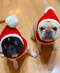 POPETPOP Christmas Dog Hat - Funny Crocheted Snood Dog Hat Red Warm Winter Dog Hat Knit Snood Headwear Cat Hat Neck Ear Warmer Headband Protector- XS 5