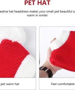 POPETPOP Christmas Dog Hat - Funny Crocheted Snood Dog Hat Red Warm Winter Dog Hat Knit Snood Headwear Cat Hat Neck Ear Warmer Headband Protector- XS 6