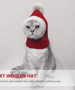 POPETPOP Christmas Dog Hat - Funny Crocheted Snood Dog Hat Red Warm Winter Dog Hat Knit Snood Headwear Cat Hat Neck Ear Warmer Headband Protector- XS 8