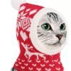 Pawaboo Christmas Pet Hat, Funny Knitted Pets Cap with Pompon, Cute Crocheted Snood Winter Warm Pet Hat, Neck Ear Warmer Hood Warm Scarf Xmas Decoration