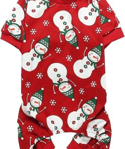 Snowman Snowflake Cotton Pet Dog Pajamas for XSmall Dogs Cats Kitten,Back Length 9 XSmall