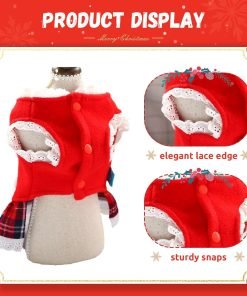TENGZHI Christmas Dresses for Small Medium Dogs Cats Fall Winter New Year Xmas Dog Skirt Cute Gingerbread Man Red Plaid Puppy Outfit Chihuahua Yorkie 4