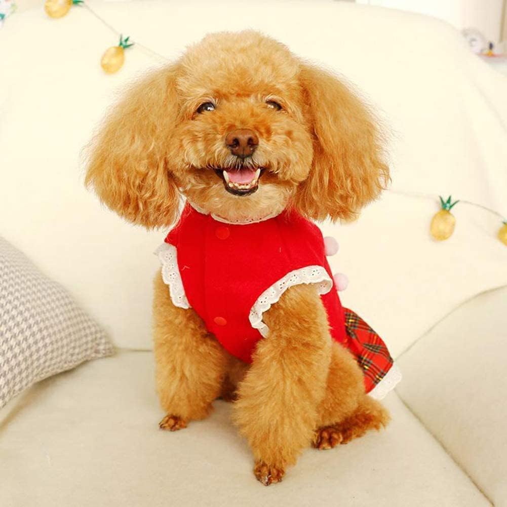TENGZHI Christmas Dresses for Small Medium Dogs Cats Fall Winter New Year Xmas Dog Skirt Cute Gingerbread Man Red Plaid Puppy Outfit Chihuahua Yorkie 8