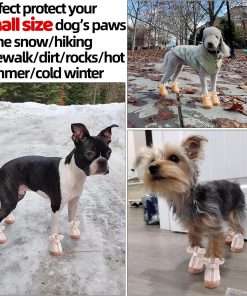 Fleece Dog Boots for Winter, Dog Shoes Small Size Dogs, Dog Boots & Paw Protectors with Anti-Slip Rubber Sole, Dog Booties for Winter Hardwood Floors 4