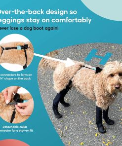 Walkee Paws New Deluxe Easy-On Stay-On Dog Boot Leggings, Seen on Shark Tank, Dog Snowboots for Winter, Rain, Wet & Snow, Chemicals, Never Lose a Boot Shoe or Sock Again (Black, XS Short) 2