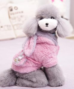 ANIAC Fleece Small Dog Hoodies with Bunny Ears Easter Christmas Dog Costume Winter Cat Clothes Cold Weather Coat for Chihuahua Teddy Yorkie Pug 2