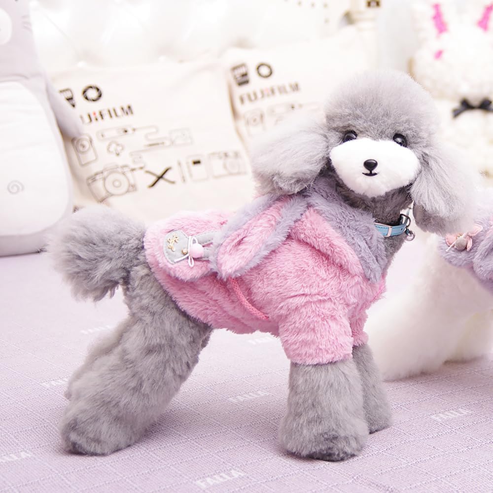 ANIAC Fleece Small Dog Hoodies with Bunny Ears Easter Christmas Dog Costume Winter Cat Clothes Cold Weather Coat for Chihuahua Teddy Yorkie Pug 3
