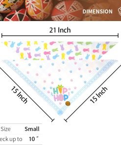 CROWNED BEAUTY Easter Dog Bandanas Small 2 Pack, Bunnies Peeps Set, Hip Pop Plaid Adjustable Triangle Reversible Scarves for Dogs Girl Boy Pets DB22-S 4