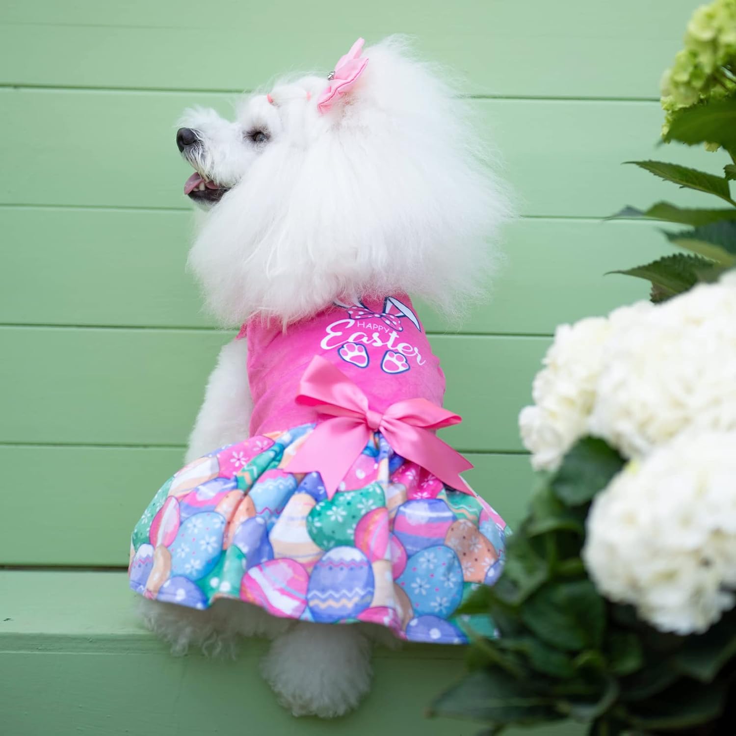 CuteBone Happy Easter Eggs Dog Dress Velvet for Small Dogs Girl Pink Puppy Dresses Dog Clothes CVA18XXS-D 4