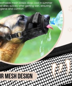 SlowTon Dog Muzzle - Soft Mesh Dog Mouth Guard for Small Medium Large Sized Dogs Chihuahua Husky Labrador Retriever, Quick-Dry Adjustable Loop Anti Biting Barking 3
