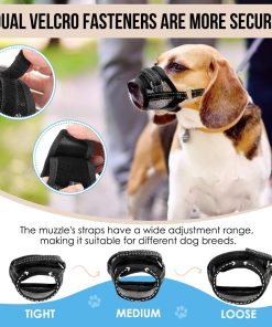 SlowTon Dog Muzzle - Soft Mesh Dog Mouth Guard for Small Medium Large Sized Dogs Chihuahua Husky Labrador Retriever, Quick-Dry Adjustable Loop Anti Biting Barking 4