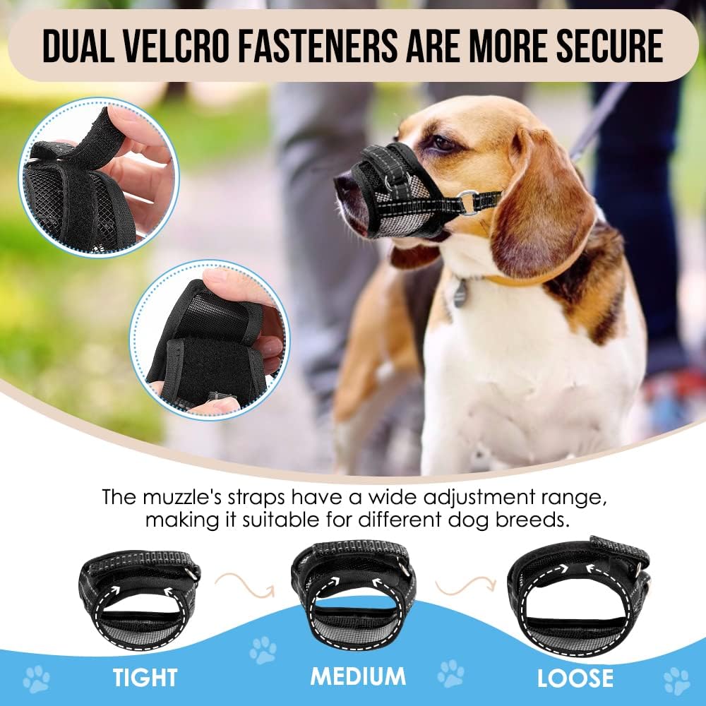 SlowTon Dog Muzzle - Soft Mesh Dog Mouth Guard for Small Medium Large Sized Dogs Chihuahua Husky Labrador Retriever, Quick-Dry Adjustable Loop Anti Biting Barking 4