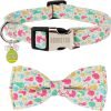 ADOGGYGO Easter Dog Collar with Bowtie, Easter Egg Rabbit Pattern Dog Easter Collars with Detachable Bow Adjustable Pet Easter Collars for Small Medium Large Dogs (Small, Easter Bow)