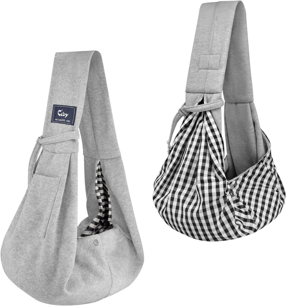 CUBY Dog and Cat Sling Carrier - Hands Free Reversible Pet Papoose Bag - Soft Pouch and Tote Design - Suitable for Puppy, Small Dogs Cats Outdoor (Classic Grey)… - 7
