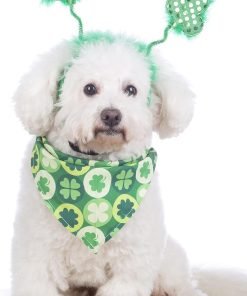 Coomour Dog St. Patrick's Day Costume Pet Clover Headband and Puppy St. Patrick's Day Bandanas Cat Classic Plaid Accessories (Green)