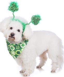 Coomour Dog St. Patrick's Day Costume Pet Clover Headband and Puppy St. Patrick's Day Bandanas Cat Classic Plaid Accessories (Green) 5