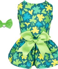 CuteBone Dog Dress St.Patrick's Day Girl Puppy Skirt Cat Outfit Pet Clothes for Small Dogs Costume Birthday Gift BF07XS