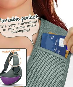 Dog Cat Sling Carrier, Adjustable Padded Shoulder Strap, with Mesh Pocket for Outdoor Travel (S - Up to 5 lbs, Light Purple - Grey) - 9