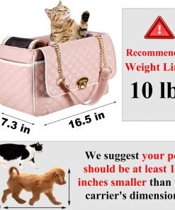 Fashion Dog Purse Carrier for Small Dogs with 2 Super-Large Pockets, Holds Up to 10lbs PU Leather Pet Carrier, Cat Carrier, Airline Approved Puppy Purse Carrier for Travel - 2