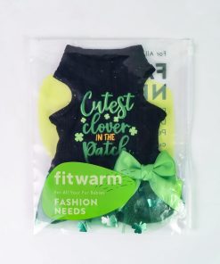 Fitwarm Cutest Clover in The Patch Dog Dress, St Patricks Day Dog Clothes for Small Dogs Girl, Funny Pet Cat Puppy Holiday Outfit, Black, Emerald Green, XXS 6