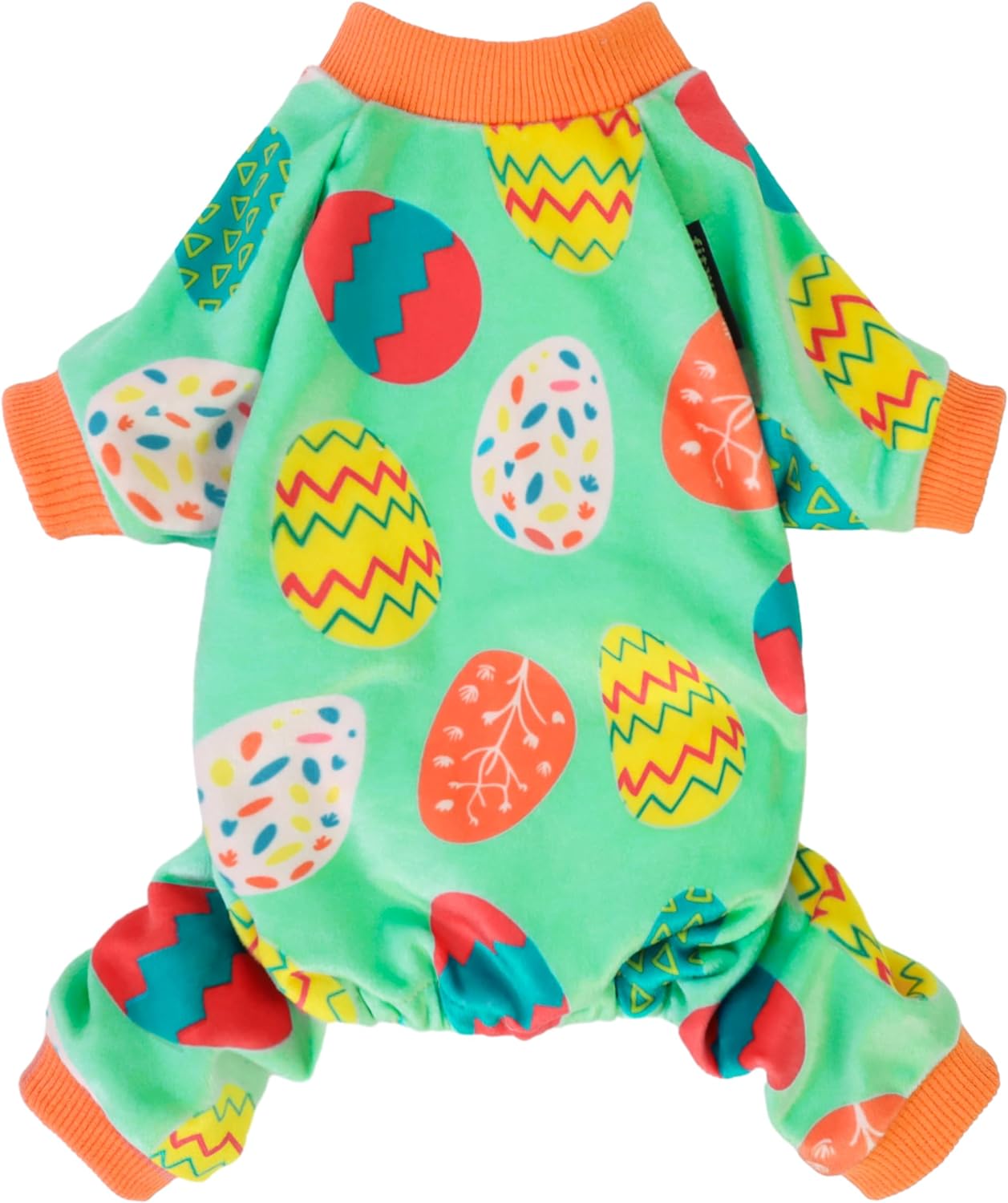 Easter Plaid Dog Pajama with Aqua Neck & Trim/Sleeves