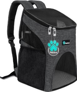 PetAmi Small Dogs and Cat Backpack Carrier, Airline Approved Pet Backpack Carrier, Ventilated, Safety Strap, Buckle Support Designed for Hiking Travel Camping Outdoor (Dark Gray) - 1