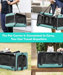 Small Dog Carrier for Puppy Yorkshire Softshell Car Transport Chihuahua Carry Cage 18-inch Collapsible Doggie Vet Visit Crate Easy Load Roomy Pet Carrier Bag Kennel Dog Essentials Teal - 7