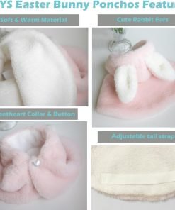 YQYS Pet Ponchos, Warm Plush Poncho for Small Breeds Dogs and Cats, Easter Outfit for Dog, Rabbit Costume for Puppy, Dog Bunny Costumes, Teacup Puppy Clothes 5