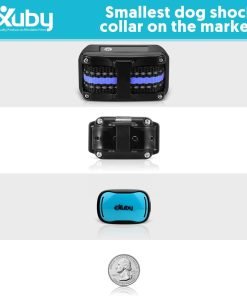 eXuby - Tiny Shock Collar for Small Dogs 5-15lbs - Smallest Collar on The Market - Sound, Vibration, & Shock - 9 Intensity Levels - Pocket-Size Remote - 3