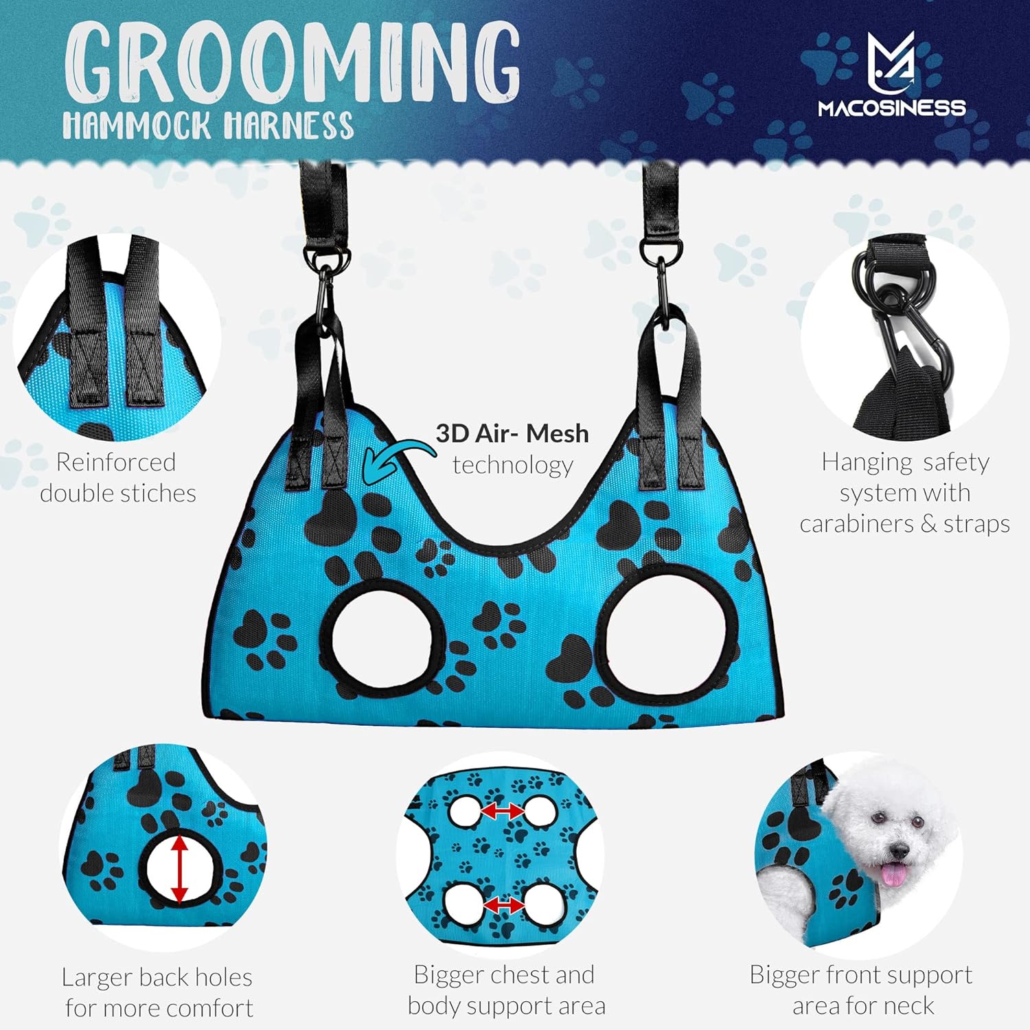 Dog Grooming Hammock - Dog Grooming Hammock Harness for Cats Dogs - Pet Grooming Hammock - Dog Nail Clipper - Dog Hammock - Dog Nail Trimmers - Dog Sling - Dog Sedation for Nail Trimming - Dog Nail - 4