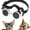 Small Dog Sunglasses UV Protection Goggles Eye Wear Protection with Adjustable Strap Doggy Panda Shape Anti-Fog Sunglasses for Pet Dogs Sun Glasses Doggie Windproof Glasses, White - 1