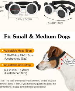 Small Dog Sunglasses UV Protection Goggles Eye Wear Protection with Adjustable Strap Doggy Panda Shape Anti-Fog Sunglasses for Pet Dogs Sun Glasses Doggie Windproof Glasses, White - 4