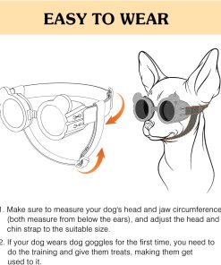 Small Dog Sunglasses UV Protection Goggles Eye Wear Protection with Adjustable Strap Doggy Panda Shape Anti-Fog Sunglasses for Pet Dogs Sun Glasses Doggie Windproof Glasses, White - 5