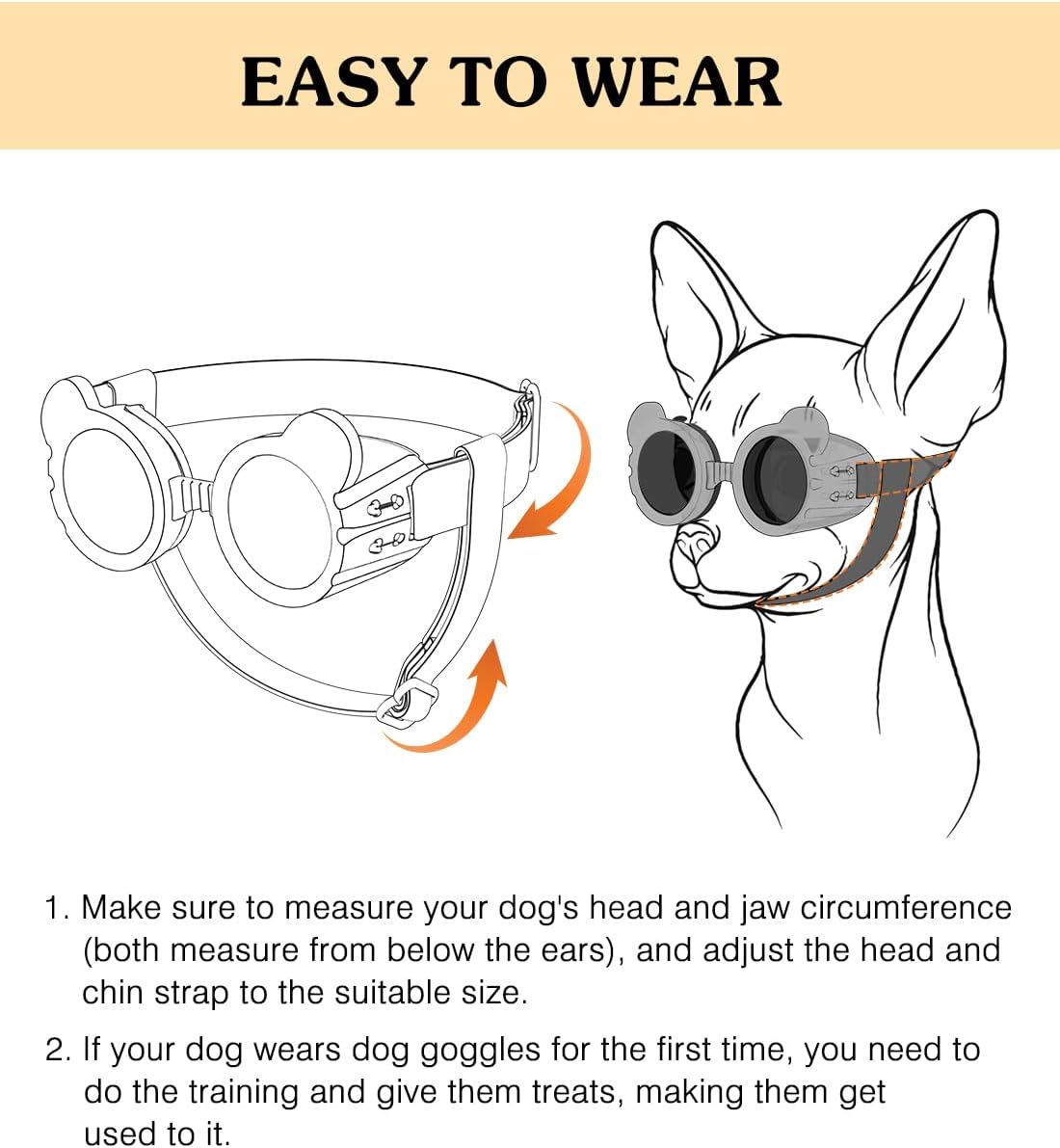 Small Dog Sunglasses UV Protection Goggles Eye Wear Protection with Adjustable Strap Doggy Panda Shape Anti-Fog Sunglasses for Pet Dogs Sun Glasses Doggie Windproof Glasses, White - 5