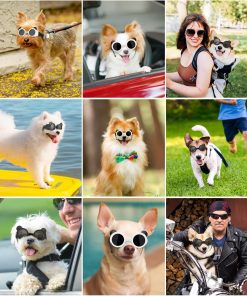 Small Dog Sunglasses UV Protection Goggles Eye Wear Protection with Adjustable Strap Doggy Panda Shape Anti-Fog Sunglasses for Pet Dogs Sun Glasses Doggie Windproof Glasses, White - 7
