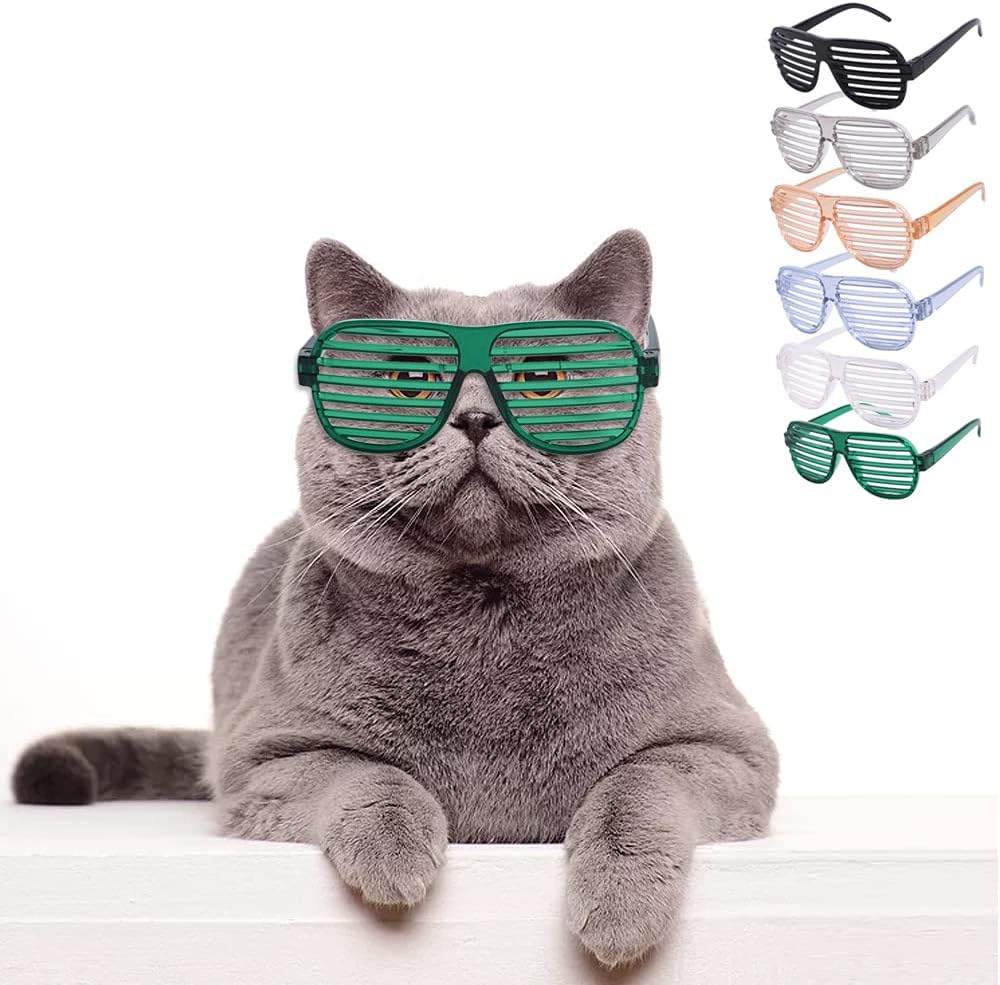 DPLUS Pet Goggles Sunglasses - Pack of 5 Latest Fashion Clear Square Cat-Dog Goggles - Classic Retro Circular Metal Circle Eye-Wear for Cat,Chihuahua or Small Dogs - 1