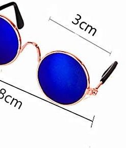 Dplus Cool Stylish and Funny Cute Pet Sunglasses - Glasses Set of 5 - Classic Retro Circular Metal Prince Sunglasses for Cat,Chihuahua or Small Dogs (with tie) - 4