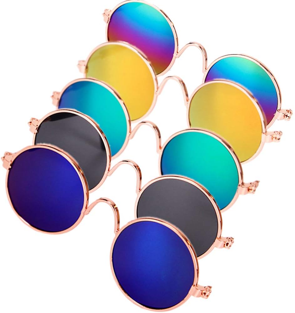 Dplus Cool Stylish and Funny Cute Pet Sunglasses - Glasses Set of 5 - Classic Retro Circular Metal Prince Sunglasses for Cat,Chihuahua or Small Dogs (with tie) - 5 Dplus Cool Stylish and Funny Cute Pet Sunglasses - Glasses Set of 5 - Classic Retro Circular Metal Prince Sunglasses for Cat,Chihuahua or Small Dogs (with tie) - 5